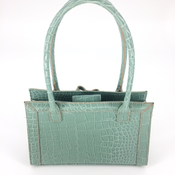 Vintage LIZ CLAIBORNE Faux Reptile Turquoise Bag - Picture 2 of 8